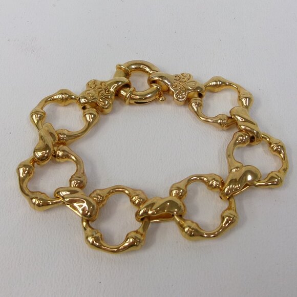 Michael Anthony Gold Vermeil Sterling Silver Bamboo Circle Link 8" Bracelet - Picture 1 of 2